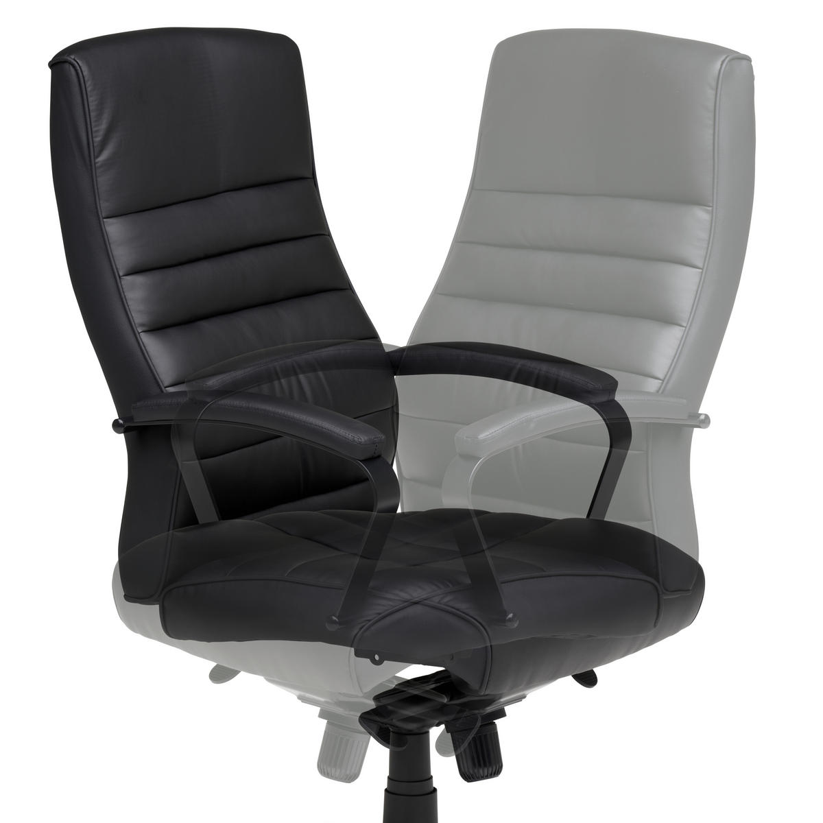 CHEFSESSEL  in Lederlook Schwarz, Chromfarben  - Chromfarben/Schwarz, MODERN, Kunststoff/Textil (64/115/121/69cm) - MID.YOU