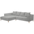 ECKSOFA  in Flachgewebe Grau  202/306 cm  - Buchefarben/Grau, KONVENTIONELL, Holz/Textil (202/306cm) - Carryhome