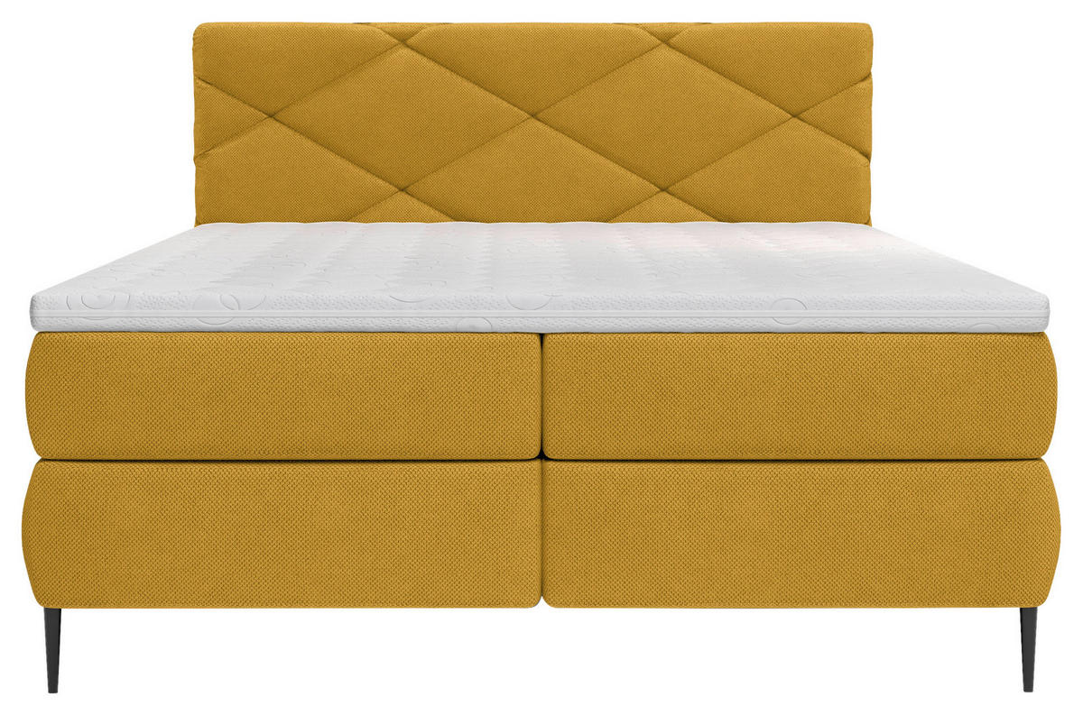 BOXSÄNG 140/200 cm  i currygul  - currygul/svart, Modern, metall/trämaterial (140/200cm) - MID.YOU
