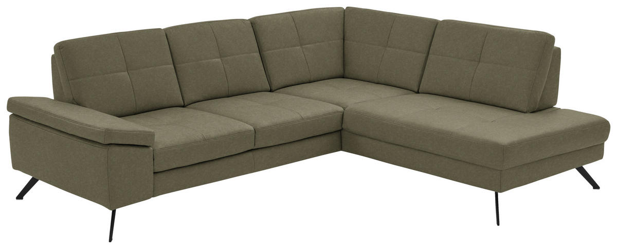 ECKSOFA in Lederlook, Mikrofaser Grün  - Schwarz/Grün, Design, Textil/Metall (261/194cm) - Beldomo System