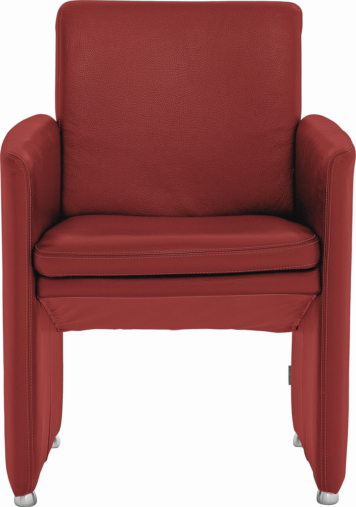 STUHL Echtleder  - Silberfarben/Dunkelrot, Design, Leder/Metall (62/87/59cm) - W.Schillig