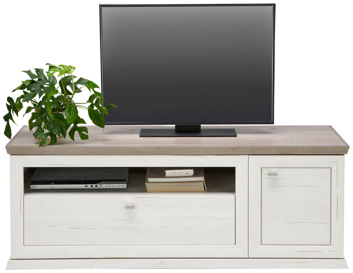 TV-ELEMENT  in 150/55,4/50,3 cm  - Weiss/Grau, Lifestyle, Holzwerkstoff/Metall (150/55,4/50,3cm) - Hom`in