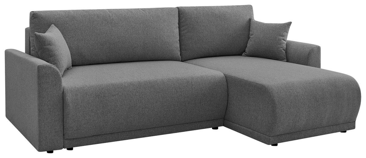 ECKSOFA KIMMY Grau Flachgewebe Zierkissen, Rückenkissen, Bettkasten  - Schwarz/Grau, Design, Kunststoff/Textil (233/146cm) - P & B