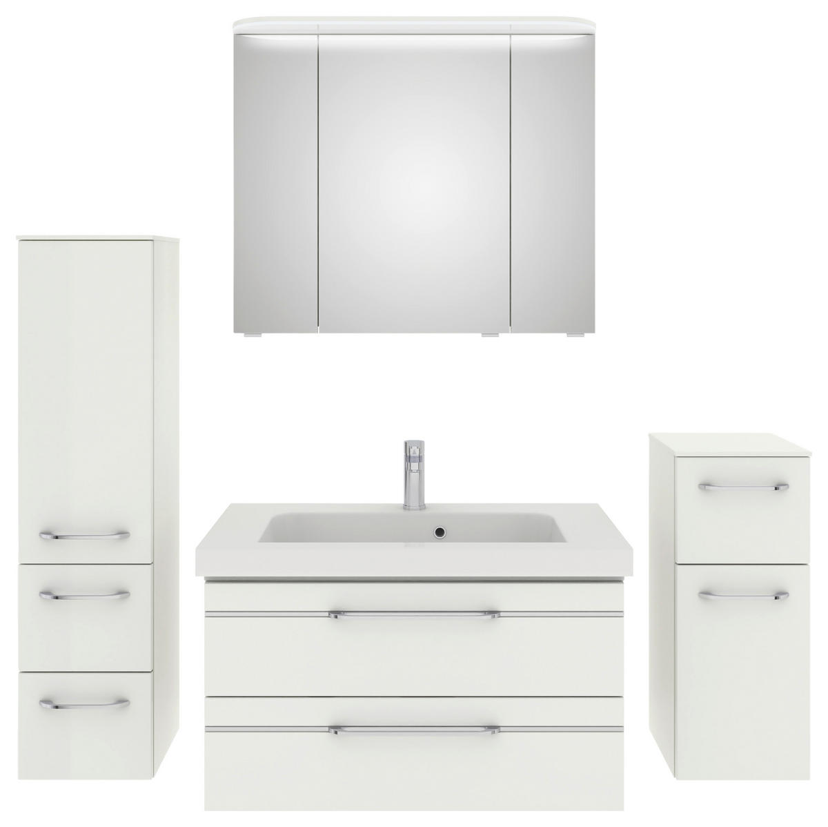BADEZIMMER 5-teilig  in 152 cm  - Chromfarben/Weiß Hochglanz, KONVENTIONELL, Glas/Holzwerkstoff (152cm) - Pelipal