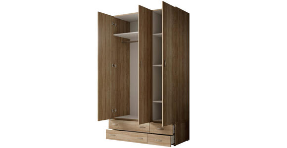 DREHTÜRENSCHRANK in Sonoma Eiche - Alufarben/Sonoma Eiche, KONVENTIONELL, Holzwerkstoff/Kunststoff (121/176/51cm) - Carryhome