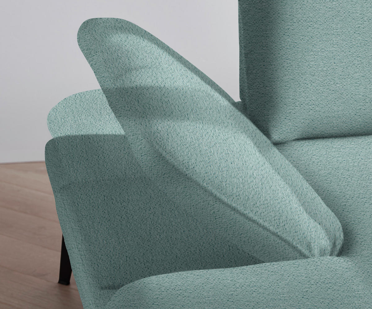 ECKSOFA in Webstoff Türkis  - Türkis/Schwarz, Design, Textil/Metall (289/180cm) - Stylife