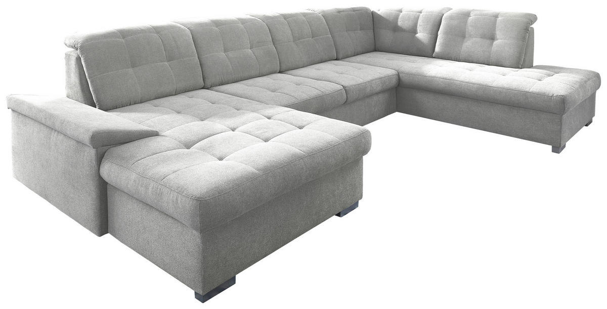 WOHNLANDSCHAFT Silberfarben Mikrofaser  - Chromfarben/Silberfarben, Design, Kunststoff/Textil (169/330/212cm) - Livetastic