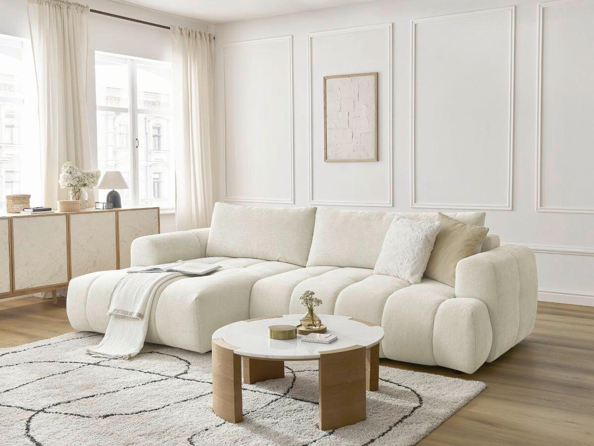 ECKSCHLAFSOFA FUJI Leinenoptik Beige  inkl.  - Beige/Schwarz, MODERN, Kunststoff/Textil (160/292cm)