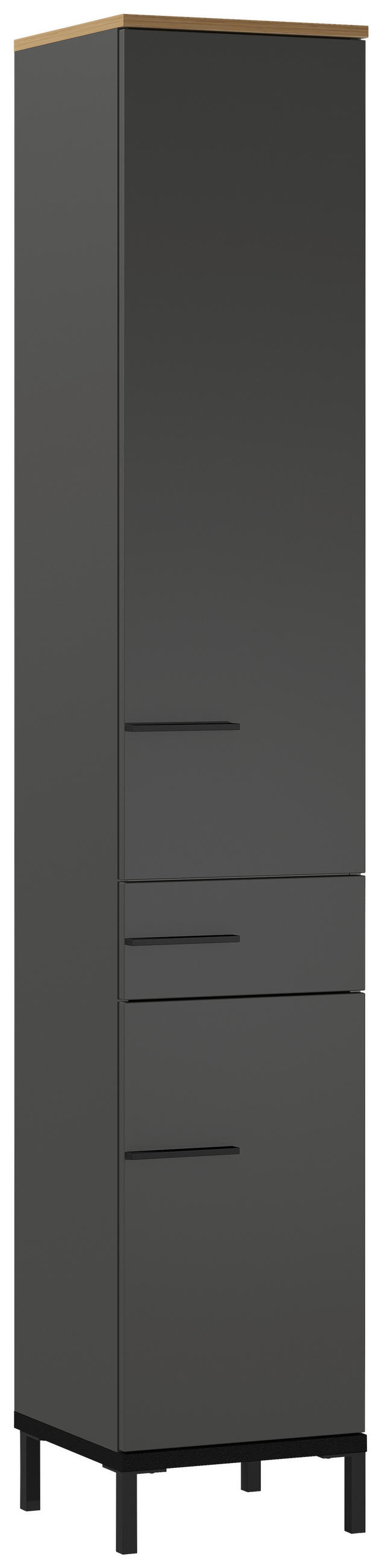 HOCHSCHRANK 34/190/34 cm  - Eichefarben/Schwarz, MODERN, Holzwerkstoff/Metall (34/190/34cm) - Xora