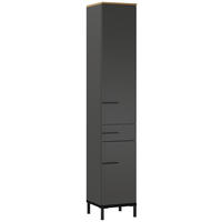 HOCHSCHRANK 34/190/34 cm  - Eichefarben/Schwarz, MODERN, Holzwerkstoff/Metall (34/190/34cm) - Xora