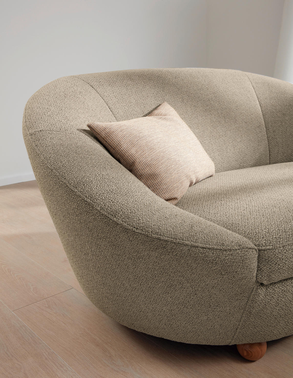 2-SITZER-SOFA Webstoff Braun, Grau, Beige  - Eichefarben/Beige, Design, Holz/Textil (178/82/114cm) - LOOKS by W.Joop