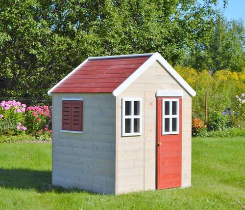 SPIELHAUS 120/155/120 cm  - Rot/Naturfarben, KONVENTIONELL, Holz (120/155/120cm) - Ambia Garden