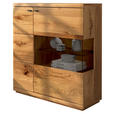 SIDEBOARD Eichefarben  99/109/38 cm  - Eichefarben/Schwarz, Natur, Glas/Holz (99/109/38cm) - Linea Natura