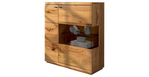 SIDEBOARD Eichefarben  99/109/38 cm  - Eichefarben/Schwarz, Natur, Glas/Holz (99/109/38cm) - Linea Natura