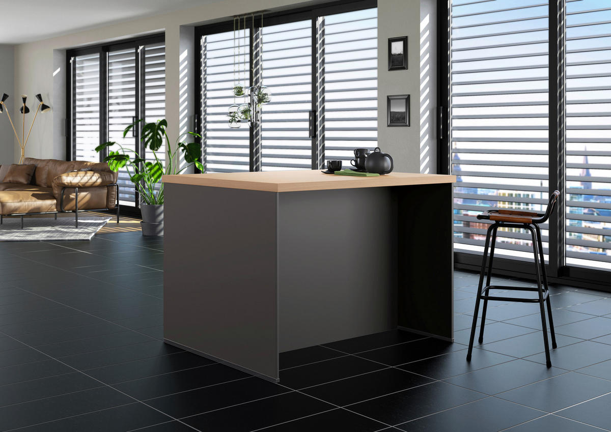 KÜCHENINSEL 123,4/91,8/96,6 cm  in Graphitfarben, Eichefarben  - Edelstahlfarben/Eichefarben, Basics, Holzwerkstoff/Metall (123,4/91,8/96,6cm) - Impuls