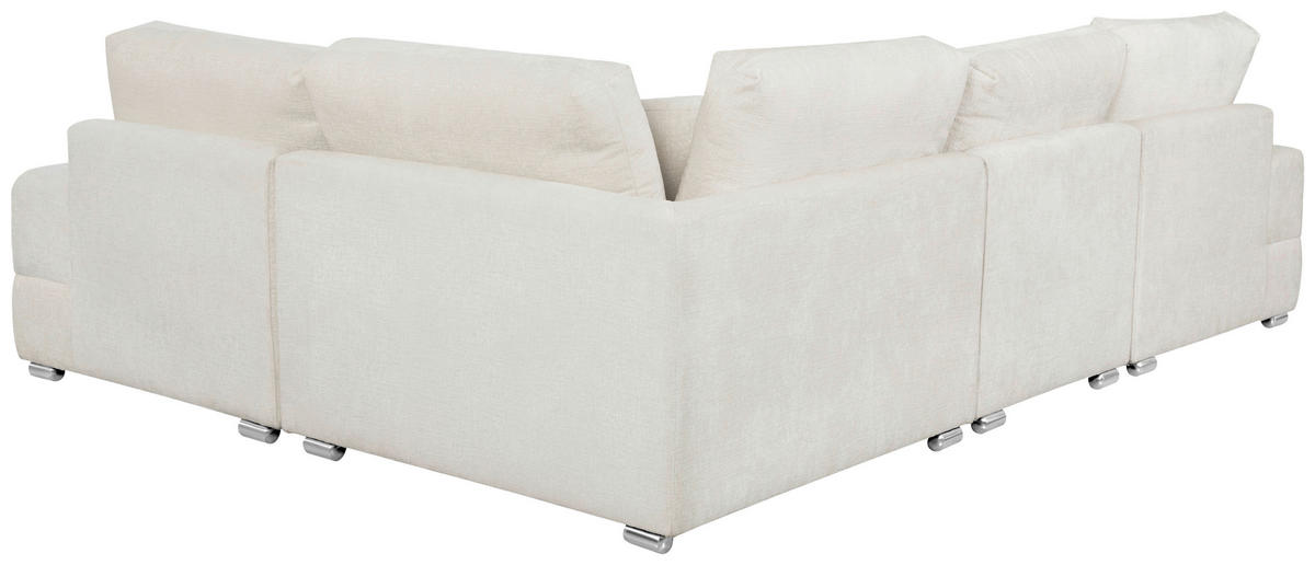 ECKSOFA Eckteil, einmalig seitenverkehrt montierbar  Weiß Webstoff  - Silberfarben/Weiß, MODERN, Textil/Metall (305/230cm) - Livetastic