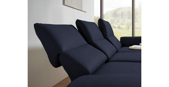 ECKSOFA  in Flachgewebe Blau Armteilverstellung, Relaxfunktion, Drehsitzfunktion  255-365/175-224 cm  - Blau/Schwarz, Design, Textil/Metall (255-365/175-224cm) - Dieter Knoll