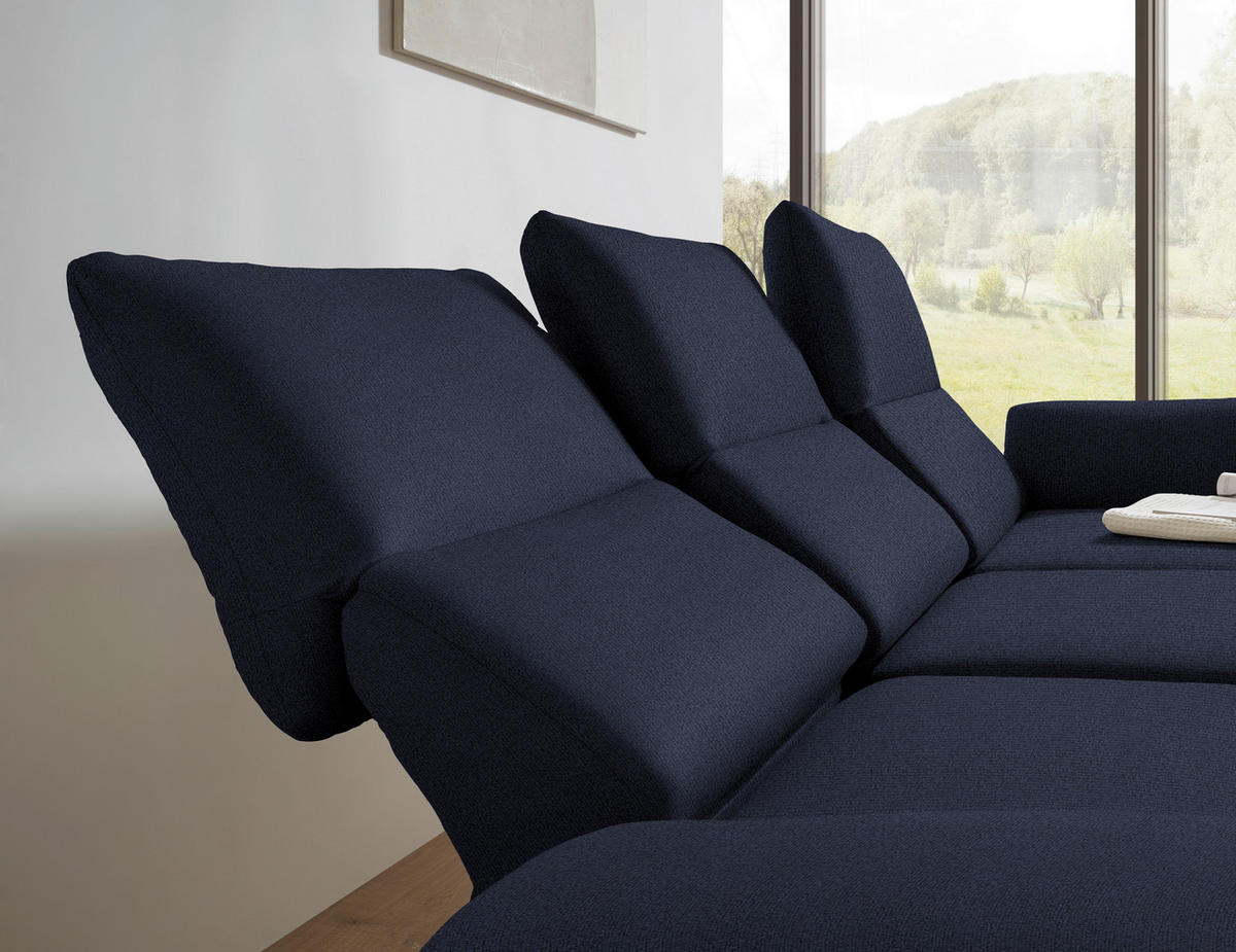 ECKSOFA  in Flachgewebe Blau  255-365/175-224 cm  - Blau/Schwarz, Design, Textil/Metall (255-365/175-224cm) - Dieter Knoll