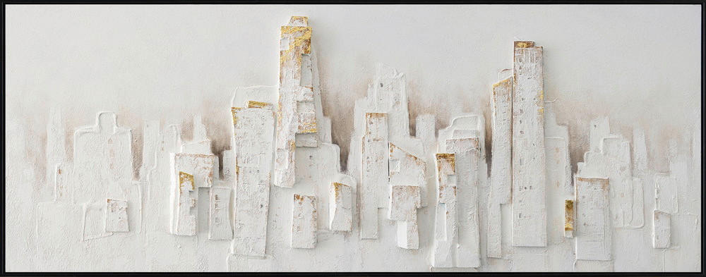 Monee Ölgemälde Weiß, Gold 180x70 cm
