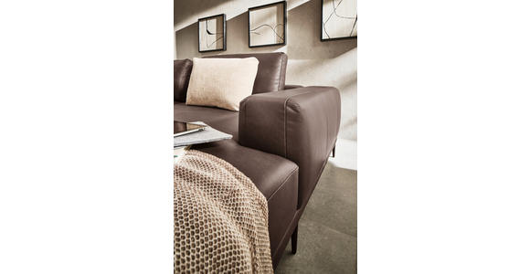 ECKSOFA in Echtleder Dunkelbraun 201/304 cm - Dunkelbraun/Schwarz, Design, Leder/Metall (201/304cm) - Emilio Belluti