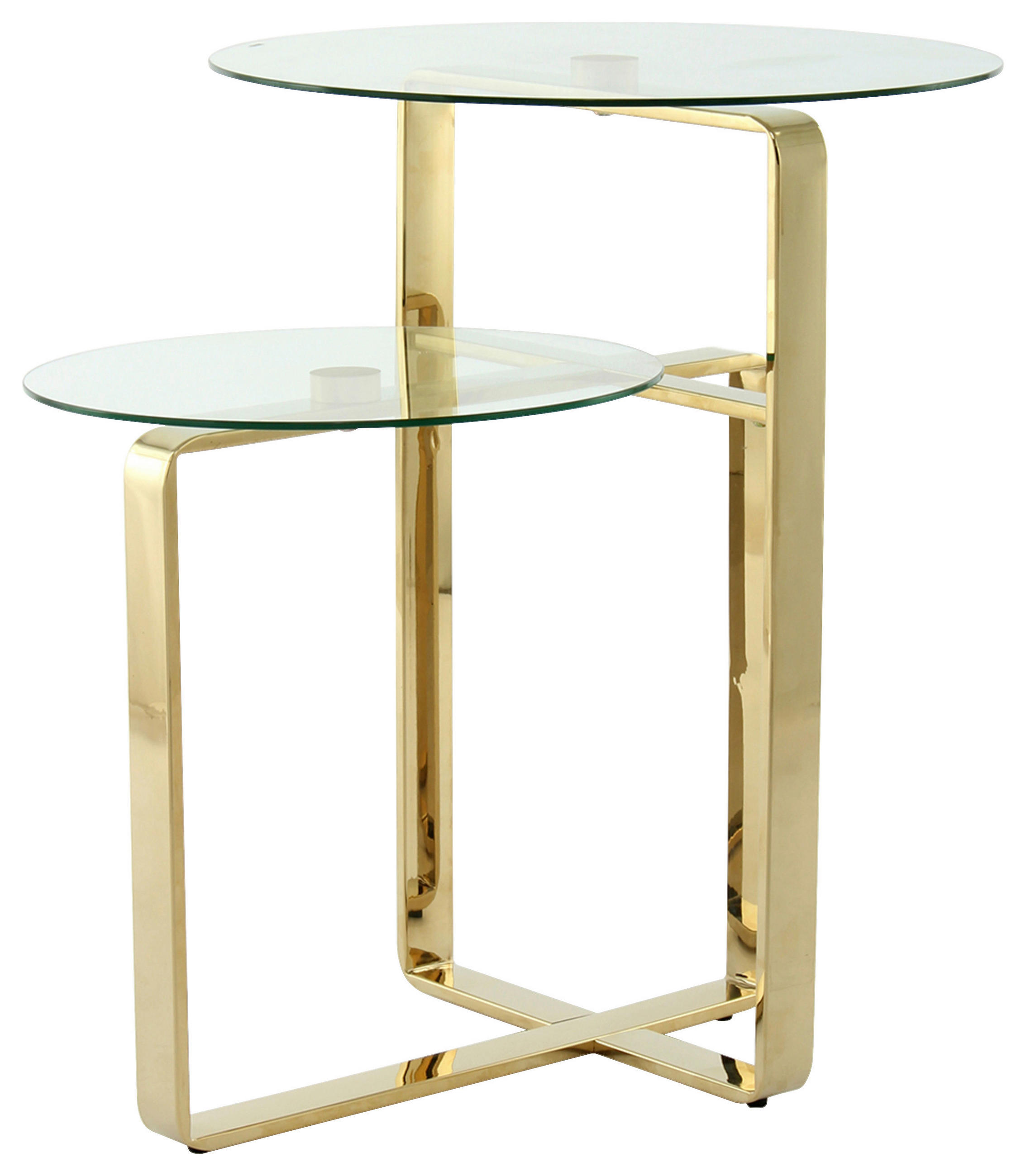 BEISTELLTISCH 46/46/60 cm Goldfarben, Klar rund  - Klar/Goldfarben, Design, Glas/Metall (46/46/60cm) - Kayoom