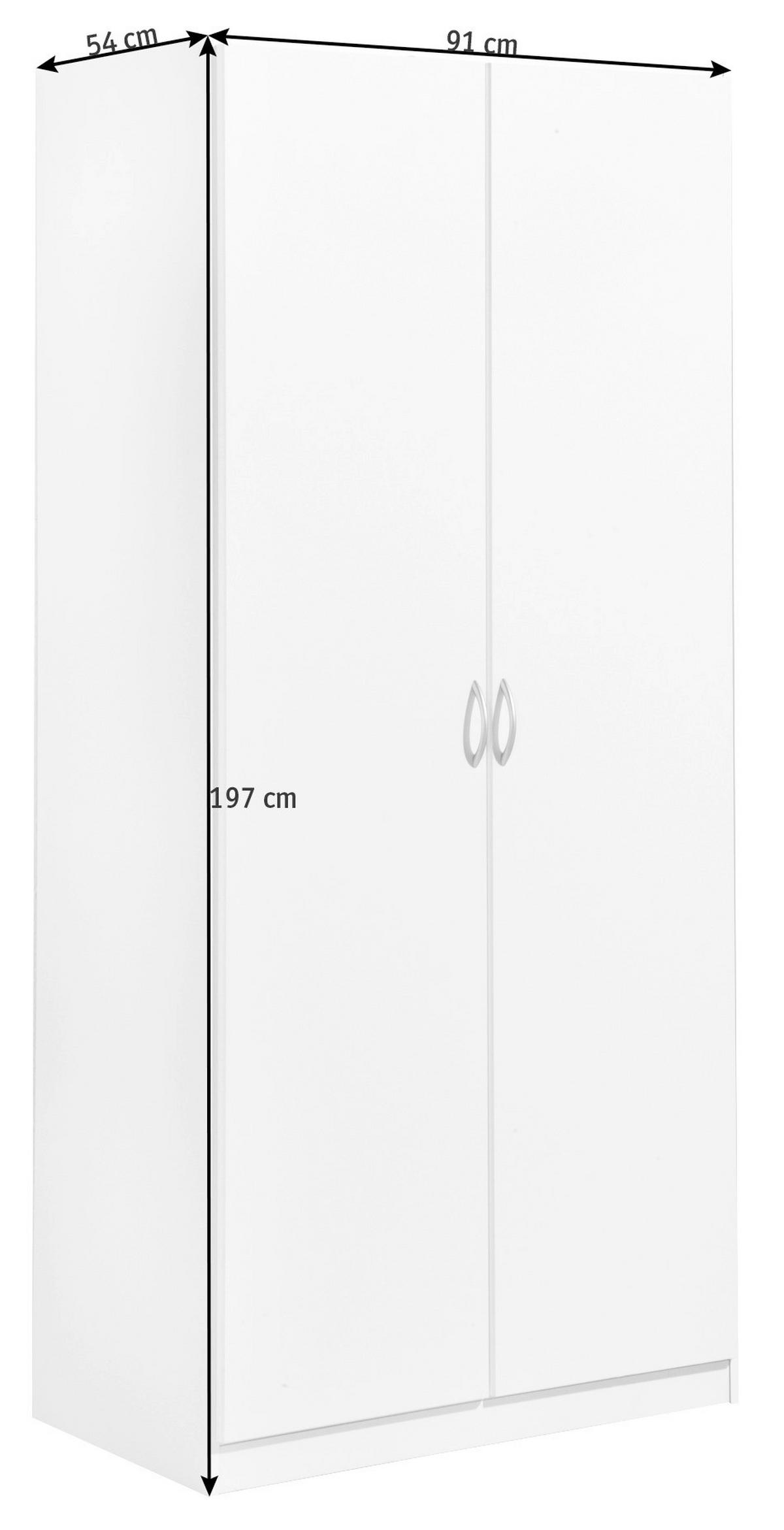 DREHTÜRENSCHRANK in Weiss  - Weiss/Silberfarben, Design, Holzwerkstoff/Kunststoff (91/197/54cm) - Boxxx