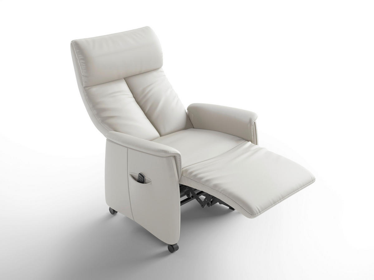 RELAXSESSEL TV CREMONA COMFORT E L3 Echtleder Kopfteilverstellung, Fußteilverstellung, Rücken echt    - Schwarz/Weiß, Basics, Leder/Kunststoff (76/114/84cm) - Sit & More