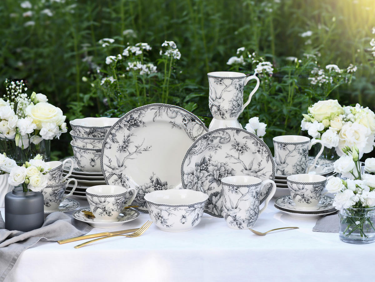 KOMPLETT SERVIS Adelaide Grau 16 delar  - vit/grå, Basics, keramik - Creatable