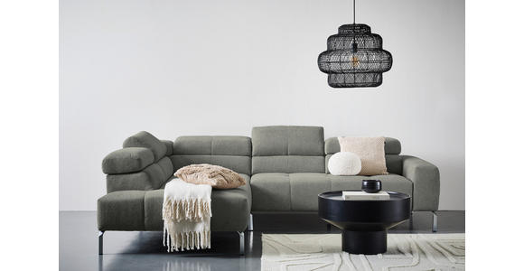 ECKSOFA  in Flachgewebe Dunkelgrau  224/282 cm  - Chromfarben/Dunkelgrau, KONVENTIONELL, Textil/Metall (224/282cm) - Hom`in