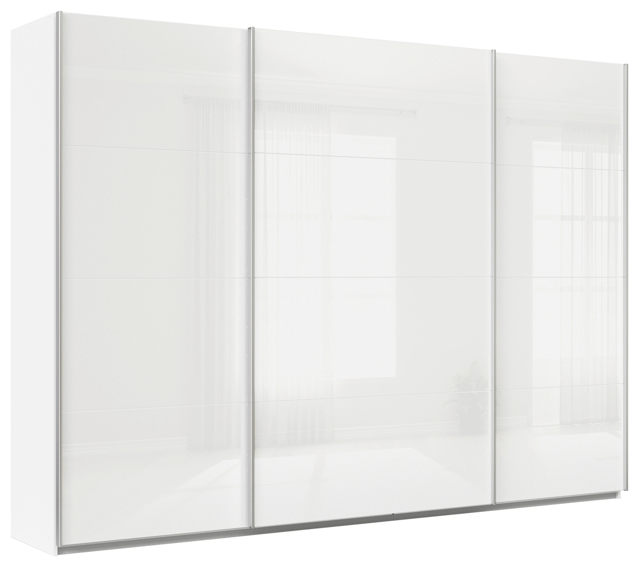 SCHWEBETÜRENSCHRANK  in Weiß  - Alufarben/Weiß, KONVENTIONELL, Glas/Holzwerkstoff (315/210/62cm) - Xora
