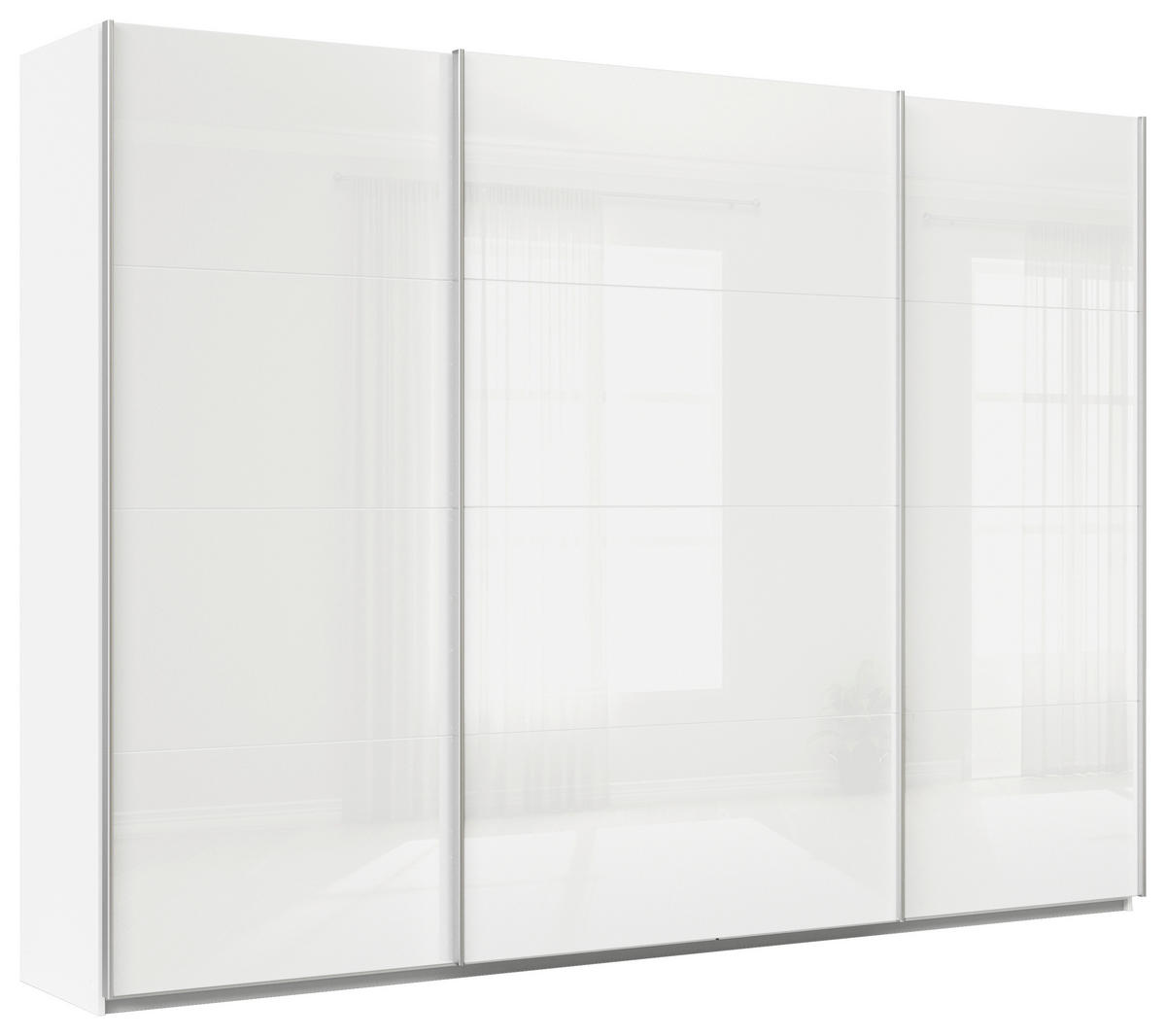 SCHWEBETÜRENSCHRANK  in Weiß  - Alufarben/Weiß, KONVENTIONELL, Glas/Holzwerkstoff (315/210/62cm) - Xora
