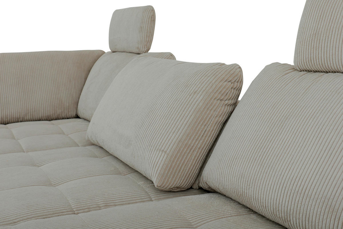 ECKSOFA in Velours, Cord Hellgrün  - Schwarz/Hellgrün, Design, Textil/Metall (197/291cm) - Beldomo Style