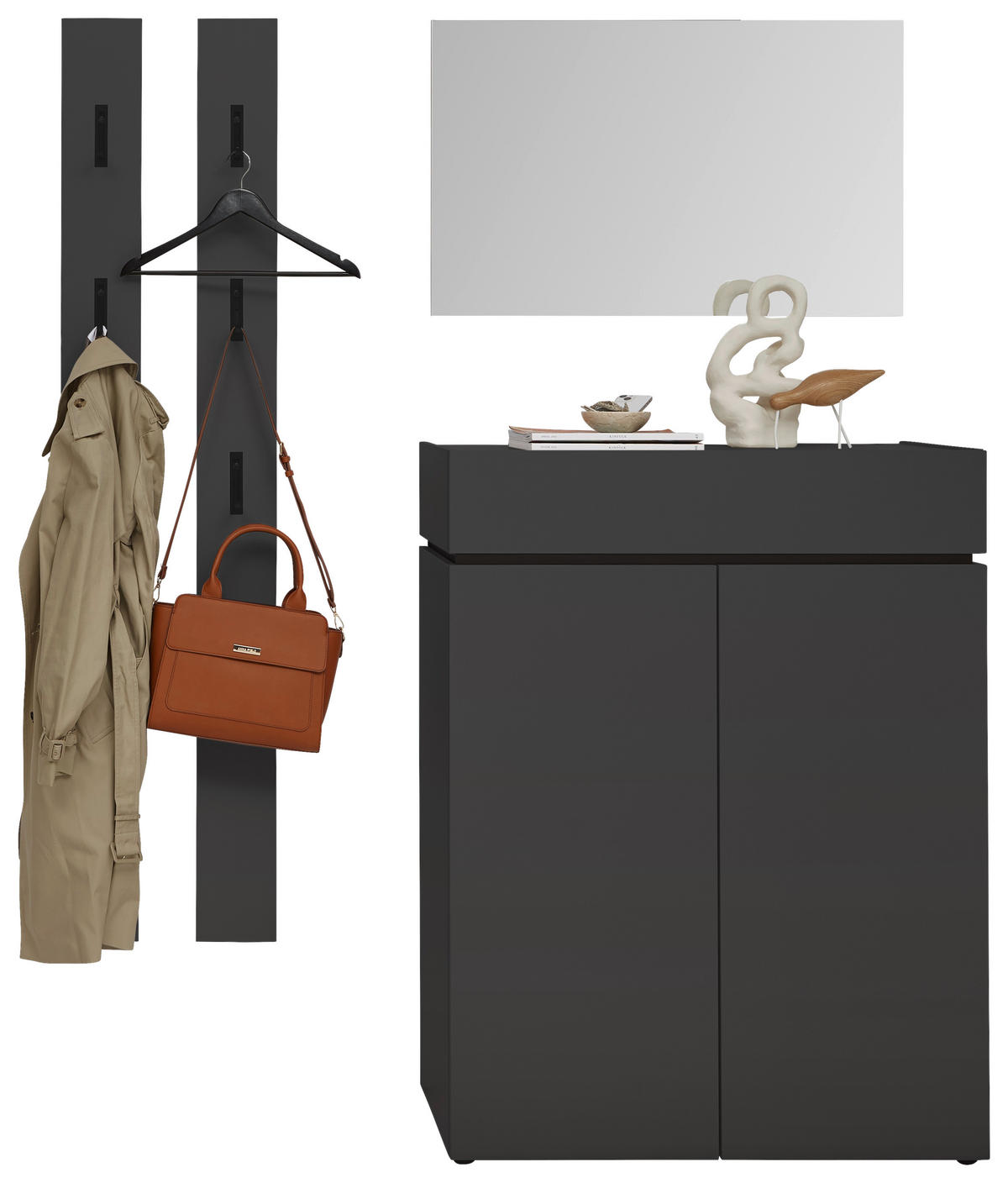 GARDEROBE 4-teilig  in 140/199/40 cm  - Graphitfarben, Design, Holzwerkstoff (140/199/40cm) - Voleo