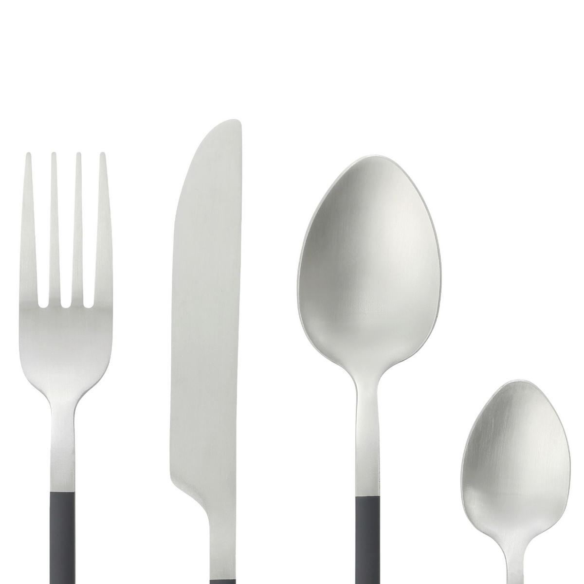 BESTECKSET 16-teilig Edelstahl  für  - Silberfarben/Schwarz, Basics, Metall - Eglo
