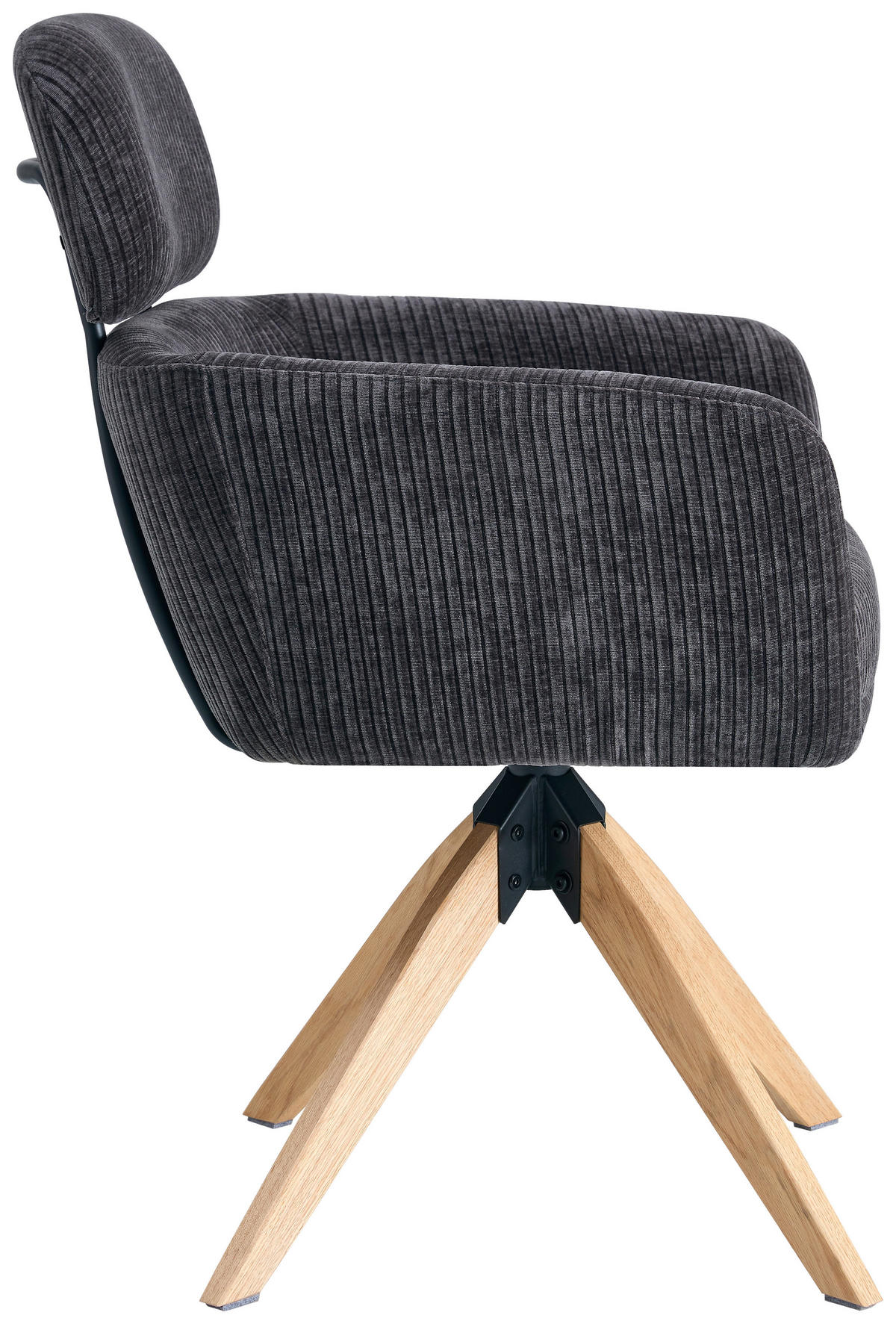 ARMLEHNSTUHL  Sitzfläche 360° drehbar Chenille  Anthrazit  - Anthrazit/Naturfarben, KONVENTIONELL, Holz/Textil (60/90/69cm) - Livetastic