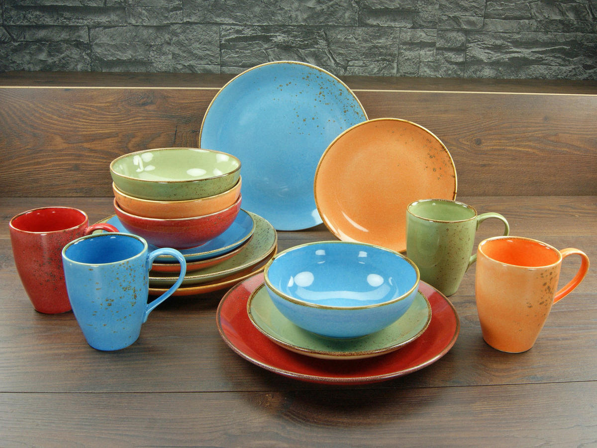 KOMBINOVANÁ SOUPRAVA, 16dílné, kamenina - vícebarevná, Basics, keramika (34/31,5/33cm) - Creatable