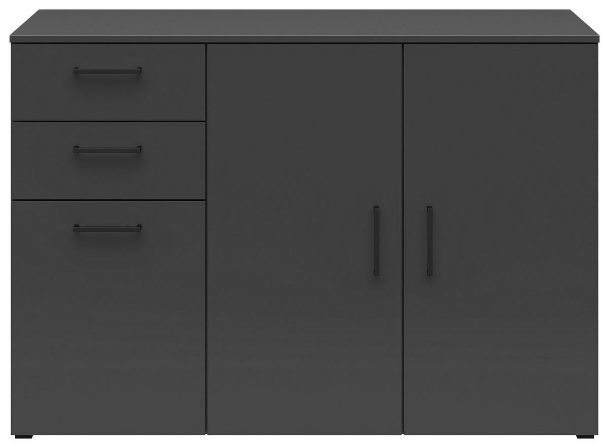 KOMODA, barvy grafitu, 120/83/52 cm - černá/barvy grafitu, Moderní, kompozitní dřevo/plast (120/83/52cm) - Carryhome