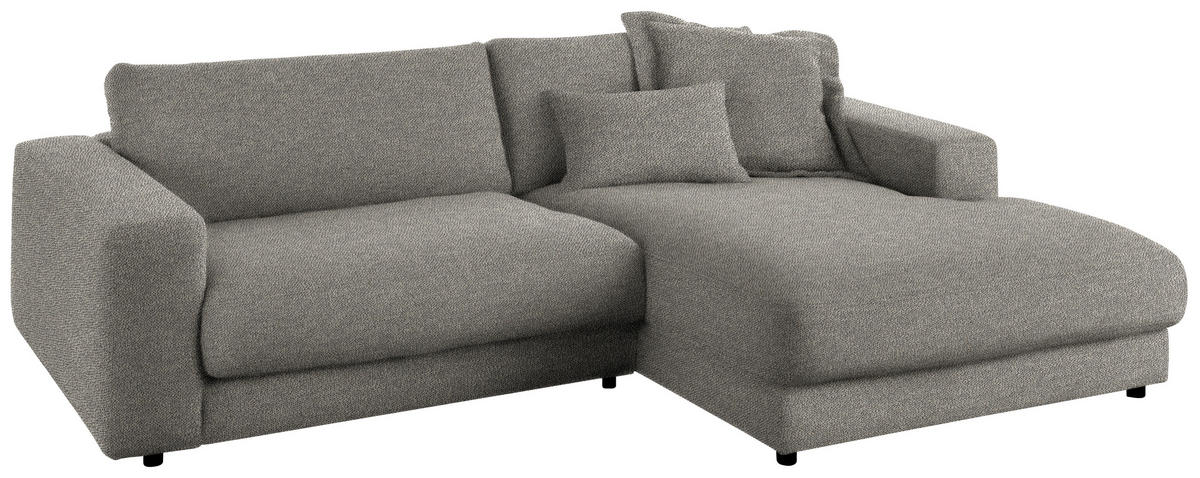 ECKSOFA in Flachgewebe Graubraun  - Graubraun/Schwarz, Design, Kunststoff/Textil (270/190cm) - Lomoco