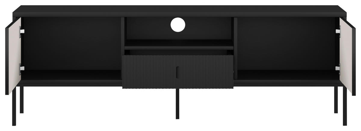 LOWBOARD Maggiore  in 154,5/52,4/39 cm  - Schwarz, Design, Holzwerkstoff/Metall (154,5/52,4/39cm) - Boxxx