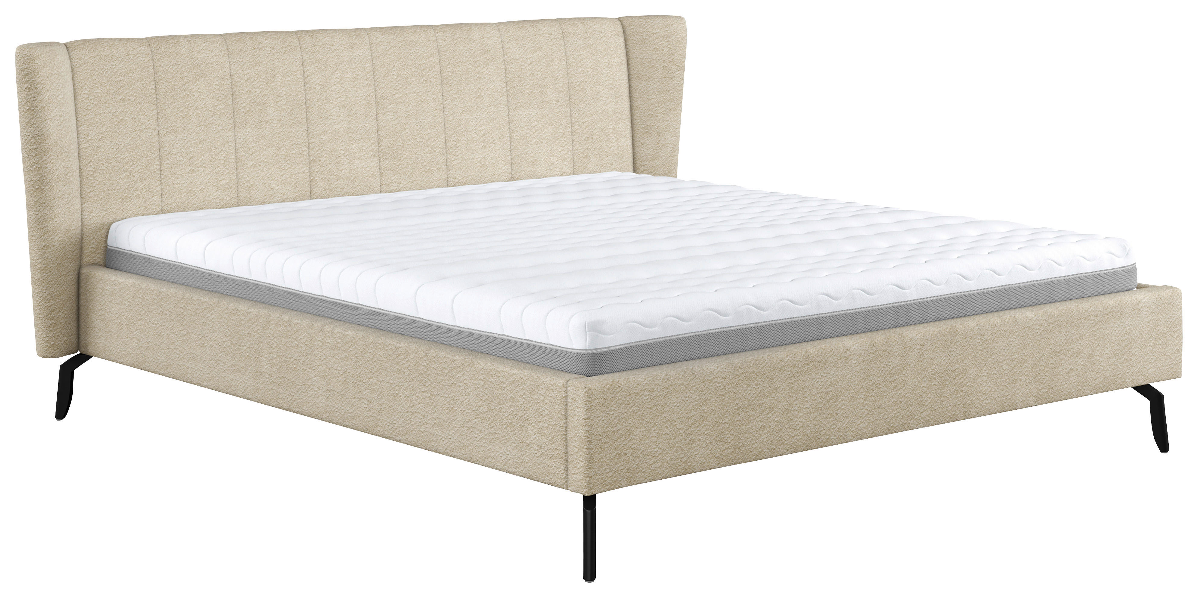 OBLAZINJENA POSTELJA 180 cm   x 200 cm  , leseni material, les krem barve  - črna/krem barve, Basics, kovina/leseni material (180/200cm) - Esposa