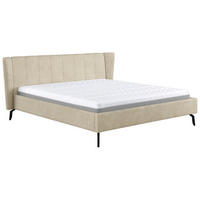 OBLAZINJENA POSTELJA 180 cm   x 200 cm  , leseni material, les krem barve  - črna/krem barve, Basics, kovina/leseni material (180/200cm) - Esposa
