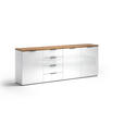 SIDEBOARD Weiß Hochglanz Oberplatte, Einlegeböden  - Eichefarben/Weiß Hochglanz, Design, Holzwerkstoff/Kunststoff (240/43/89cm) - Xora