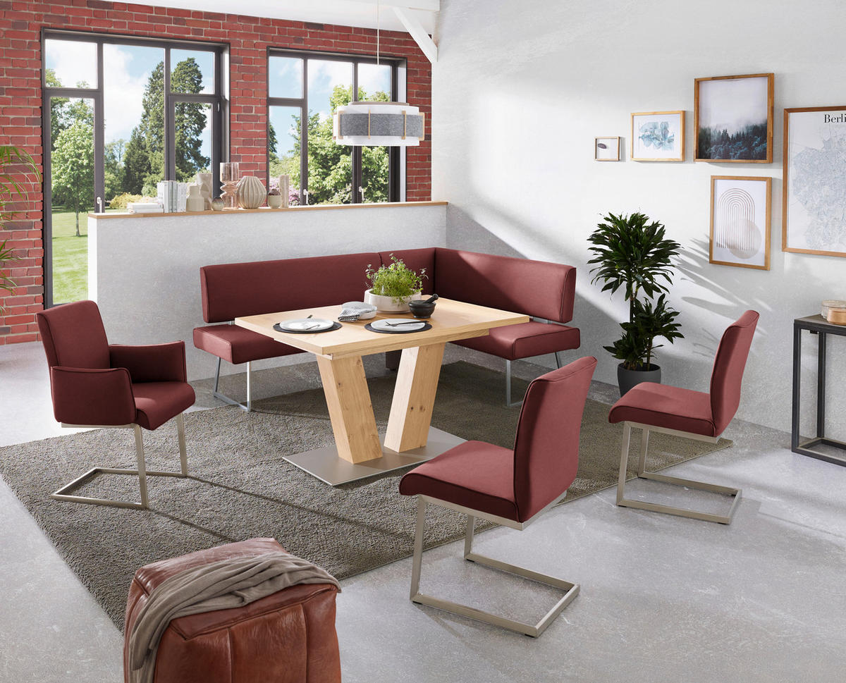 SCHWINGSTUHL  in Stahl Mikrofaser  - Edelstahlfarben/Bordeaux, Design, Holzwerkstoff/Textil (48/91/60cm) - Dieter Knoll