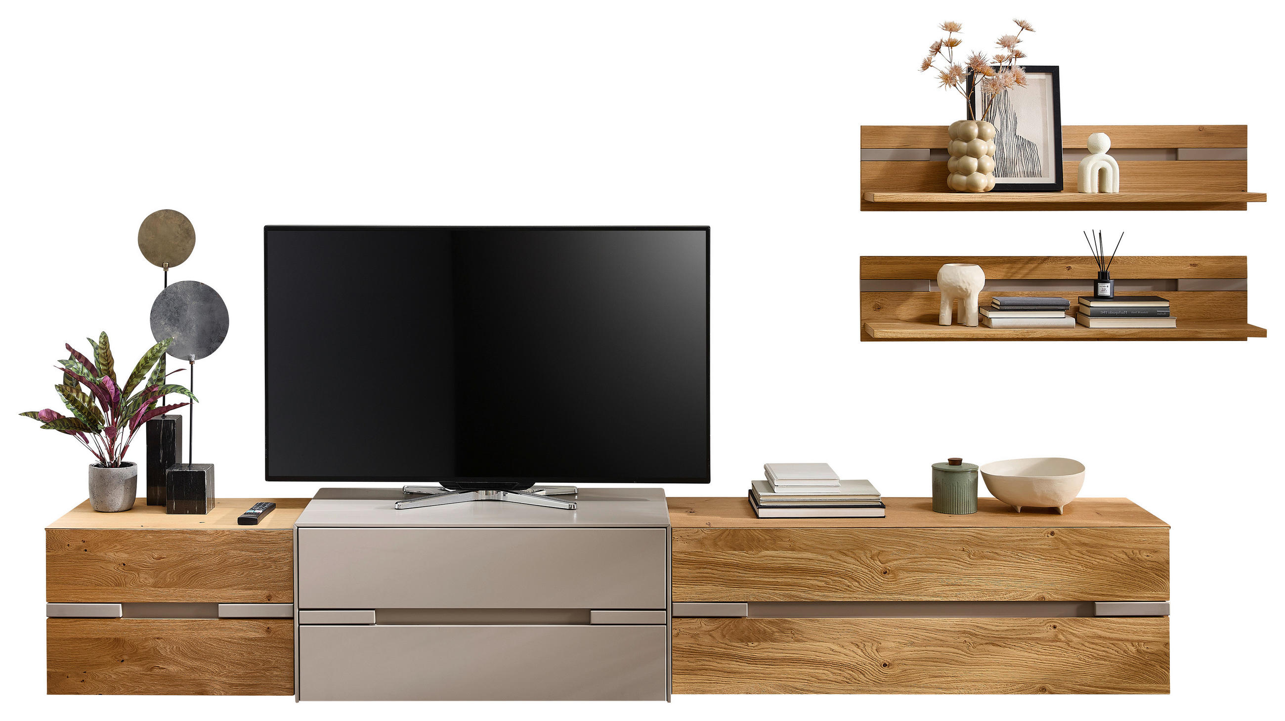 WOHNWAND  Taupe, Wildeiche 310/181/43 cm  - Taupe/Wildeiche, Design, Holz/Holzwerkstoff (310/181/43cm) - Novel