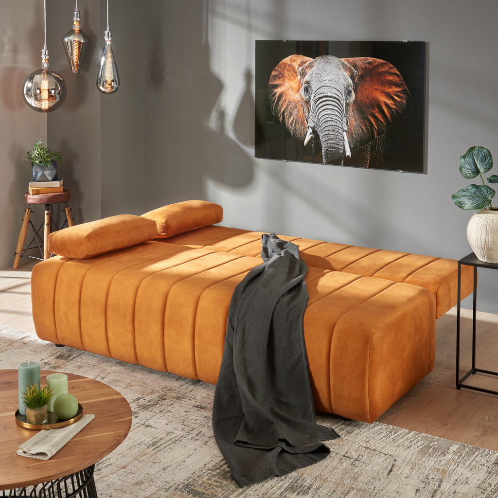 Thumbnail - Mid.you Schlafsofa, Dunkelgrün, Textil, Uni, 2-Sitzer, Füllung: Schaumstoff, 194x78-87x92 cm, Stoffauswahl, Schlafen auf...