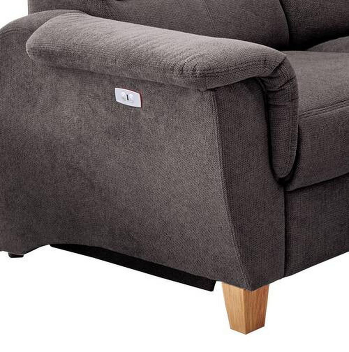 ECKSOFA in Struktur Anthrazit  - Wildeiche/Anthrazit, Konventionell, Holz/Textil (186/237cm) - Livetastic
