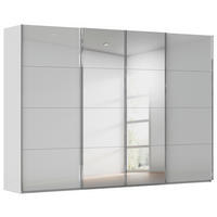 SCHWEBETÜRENSCHRANK  in Seidengrau  - Chromfarben/Seidengrau, Design, Glas/Holzwerkstoff (316/223/68cm) - Novel