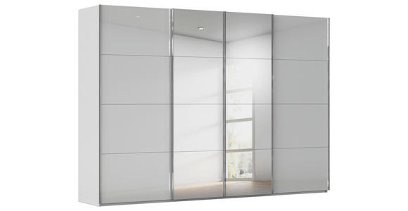 SCHWEBETÜRENSCHRANK  in Seidengrau  - Chromfarben/Seidengrau, Design, Glas/Holzwerkstoff (316/223/68cm) - Novel