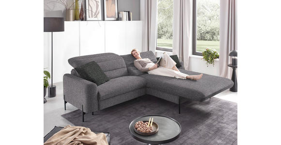 ECKSOFA in Flachgewebe Grau  - Schwarz/Grau, Design, Textil/Metall (252/191cm) - Dieter Knoll