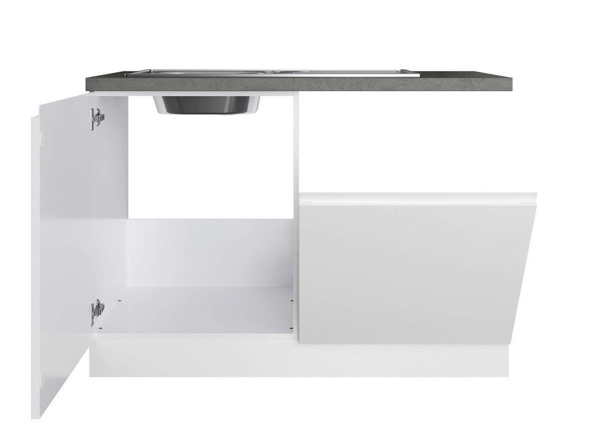SPÜLENUNTERSCHRANK 120/86/60 cm  in Grau, Weiß, Weiß Hochglanz  - Weiß Hochglanz/Weiß, LIFESTYLE, Holzwerkstoff (120/86/60cm) - Held
